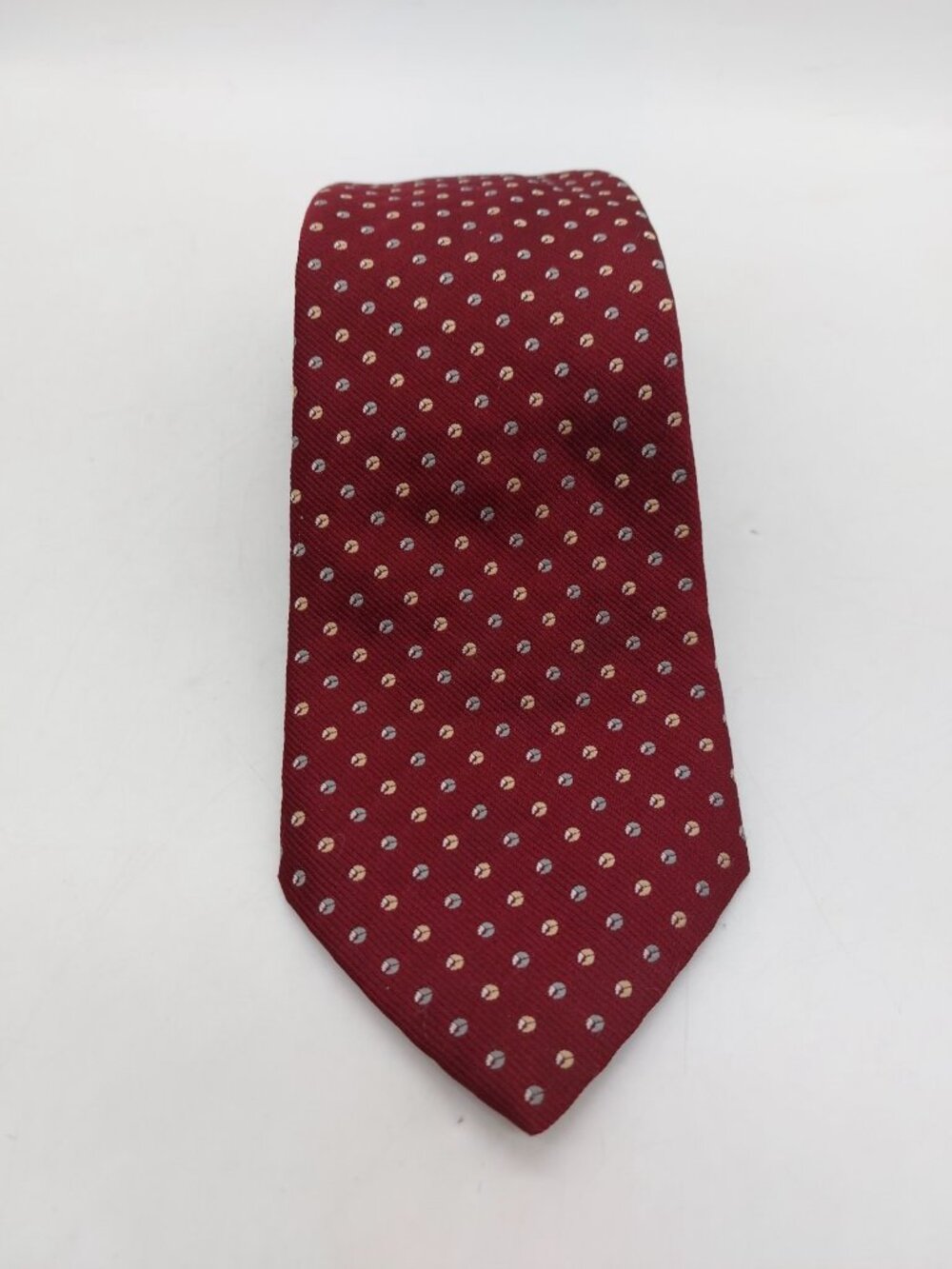 Christian Dior Cravates Necktie Red Geometric Multicolor Burgundy